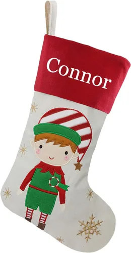 Miniatura 20 de Juego de 3, medias de Navidad personalizadas de 18 pulgadas con tecnología de bordado, diseños de Papá Noel, muñeco de nieve y renos para decoración