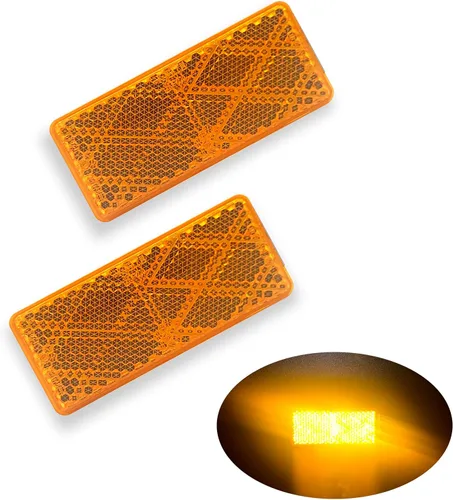 E-Mark DOT 4A CCC 2 piezas de reflector rectangular autoadhesivo adhesivo para remolque, entrada de correo, buzón (ámbar)