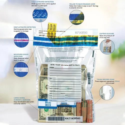 Miniatura 7 de BankSupplies Ultima Blue - Bolsas de depósito transparentes a prueba de manipulaciones, 9 pulgadas de ancho x 12 pulgadas de alto, paquete de 100