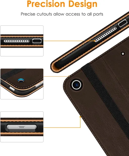 Miniatura 4 de DTTO para iPad de 9ª/8ª/7ª generación de 10.2 pulgadas 2021/2020/2019, funda tipo cartera de negocios de cuero premium con soporte para Apple Pencil