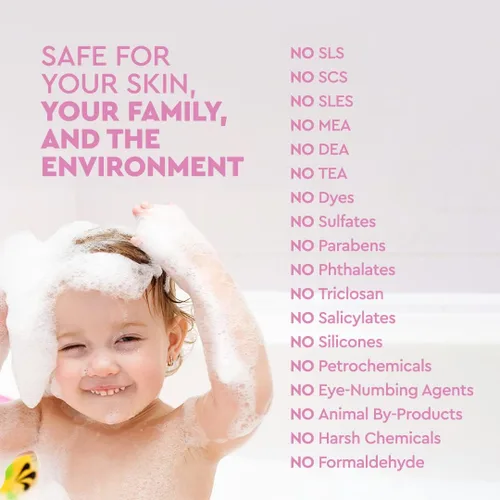 Miniatura 4 de Puracy Baño de burbujas para niños, suavemente perfumado con lavanda real y vainilla, baño de burbujas 98.75% natural para bebé, humectantes a base