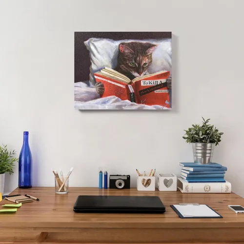 Miniatura 3 de Empire Art Direct Arte de pared con diseño de gato de suspenso Late Night Thriller, impresión gráfica sobre lienzo envuelto, listo para colgar, sala