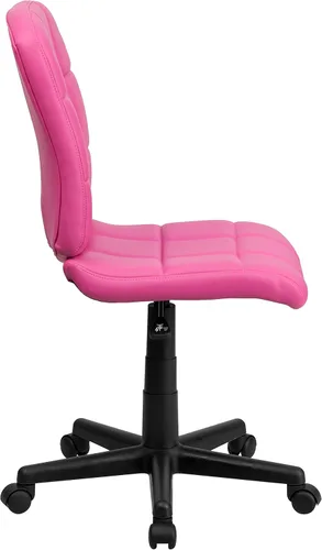 Miniatura 6 de Flash Furniture - Silla giratoria de respaldo medio de vinilo, acolchada, color negro Rosa
