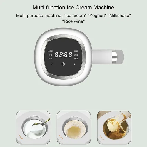 Miniatura 5 de Máquina compacta para hacer helados de 10.1 fl oz, pantalla digital, máquina de yogur congelado para postres rápidos para uso doméstico y cocina
