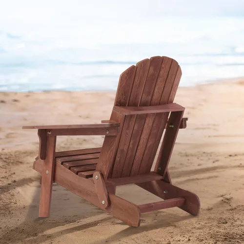 Miniatura 2 de Silla Adirondack plegable de madera para exteriores con respaldo y tabla de asiento premontados, capacidad de 330 libras, silla de madera de gran