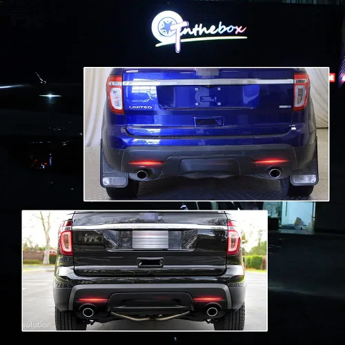 Miniatura 9 de luces LED de reflector de parachoques completas con lente ahumada Compatible con Ford Explorer 2011 2012 2013 2014 2015 - Funcionan como luces