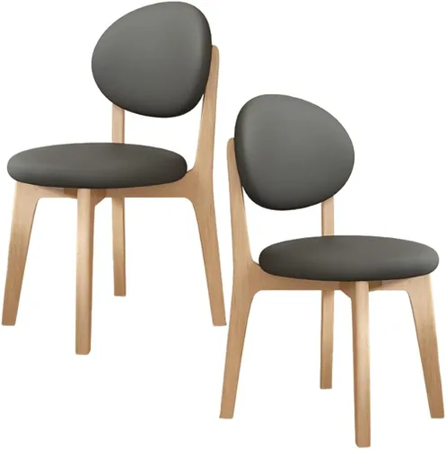Miniatura 37 de YVYKFZD Juego de sillas de comedor, sillas de cocina de madera maciza, silla de comedor de granja con respaldo curvo, silla tapizada de cuero
