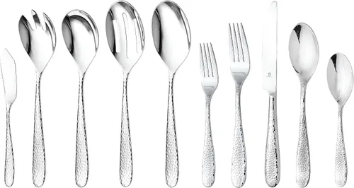 Miniatura 16 de Danialli Juego de utensilios de servir, cucharas de servir de acero inoxidable 18/10, servidores de ensalada, cuchillos de mantequilla, acabado