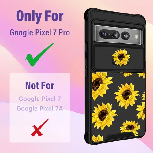 Miniatura 2 de Funermei Funda 2 en 1 para Google Pixel 7 Pro para mujeres, funda de teléfono de girasol lindo para niñas, diseño de flores florales femeninas
