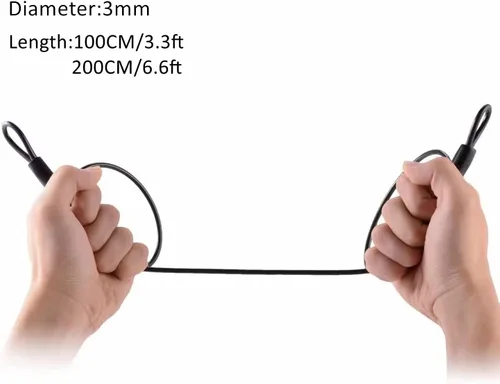Miniatura 3 de GOMRQING Cerradura de cable de seguridad para viajes al aire libre, 0.118 in, 78.7 in, 6.6 pies de largo, cable de seguridad trenzado recubierto