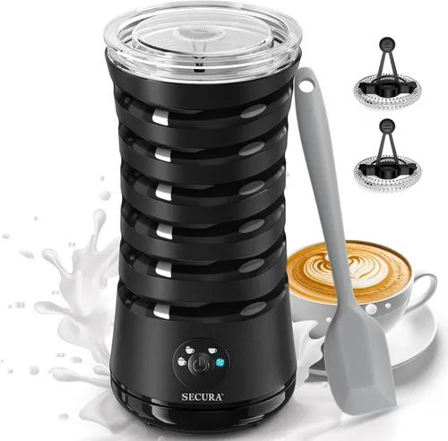 Espumador de leche eléctrico Secura, vaporizador automático de leche, máquina de espuma caliente y fría 4-EN-1 - 8.4oz/240ml calentador de leche