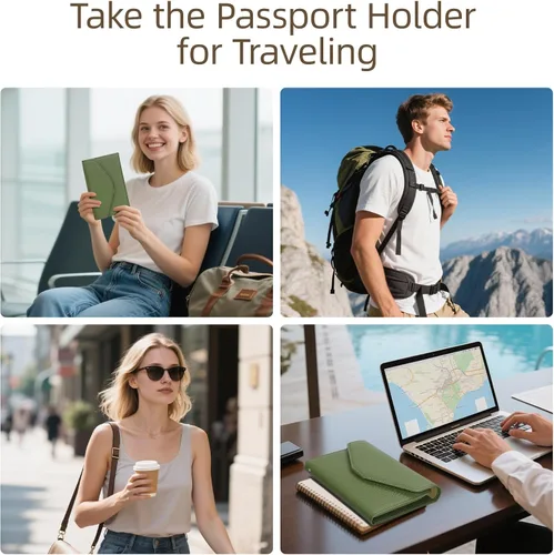 Miniatura 162 de Zoppen - Billetera de viaje con bloqueo RFID multiusos (Ver.4) Portatarjetas de pasaporte y vacunas, organizador de documentos de tres pliegues