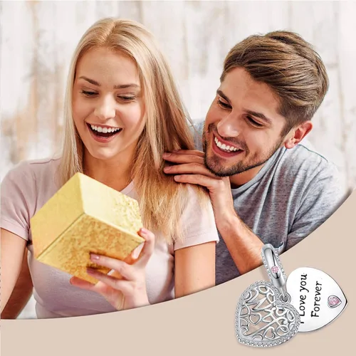 Miniatura 6 de ASELFAD I Love You Forever Heart Sterling Silver Wife Charms for Bracelets Best Anniversary Christmas Mothers Day Valentines Day Gifts for Wife from