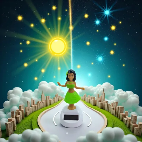 Miniatura 2 de Verde Solar Powered Dancing Hula Dashboard Decoraciones Balanceo Colección Figuras para Auto Interior Hogar