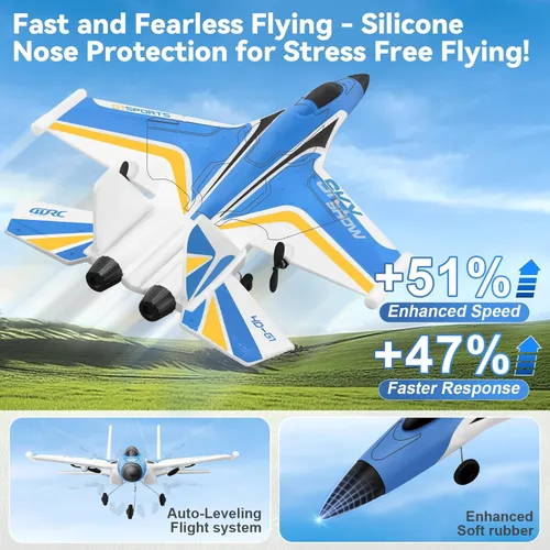 Miniatura 9 de 4DRC Avión RC G1 para adultos y niños, avión de combate RC Jet 2.4GHz 4 canales 6 ejes Gyro estabilizador RTF planeador avión juguetes de avión