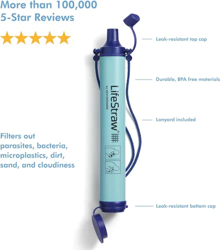 Miniatura 2 de LifeStraw Filtro de agua personal para senderismo, camping, viajes y preparación para emergencias Azul