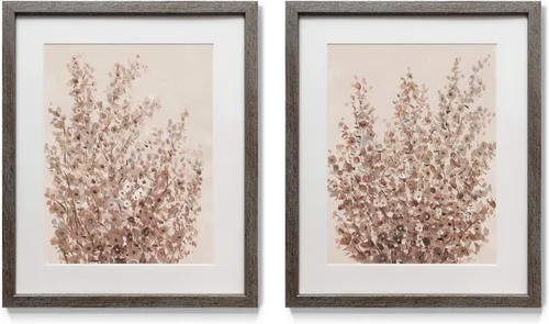 Miniatura 11 de Arte floral para pared, marco rústico de plata envejecida, juego de decoración de pared de 2 piezas: plumeria, caléndula, flores silvestres, Black