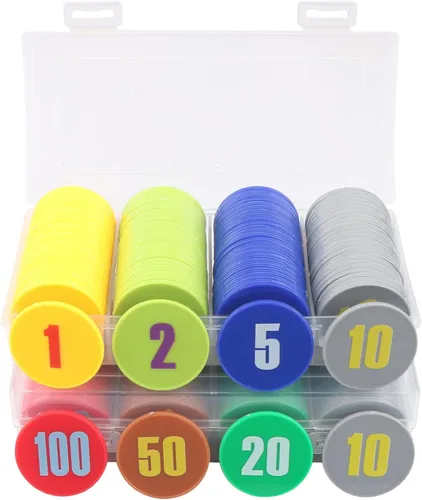 Miniatura 7 de Juego de 100 fichas de póquer – Monedas circulares de plástico de 1.58 pulgadas para juegos y contar, 0.16 oz cada una, accesorios perfectos