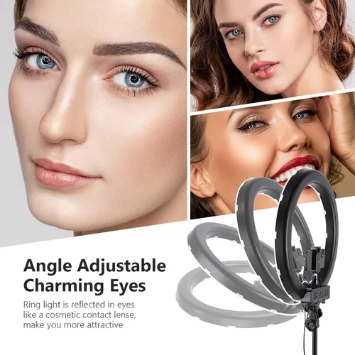 Miniatura 4 de Neewer Anillo de luz de 18 pulgadas, 55 W regulable 5500K luz con 240 LED filtro de color, tubo suave y bolsa de transporte para YouTube, TikTok
