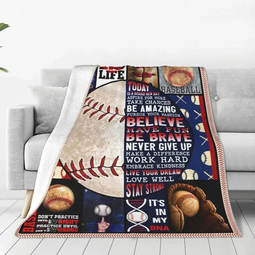 Miniatura 4 de Manta de Béisbol Manta de Béisbol para Arrojar Regalos para Amantes de los Deportes Artículos de Felpa de Forro Polar Franela para la Cama
