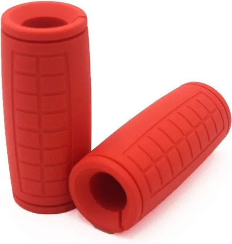 qibylift Manijas de mancuernas de agarre grueso, goma de silicona gruesa, entrenador de fuerza para levantamiento de pesas, accesorios de cable, Rojo