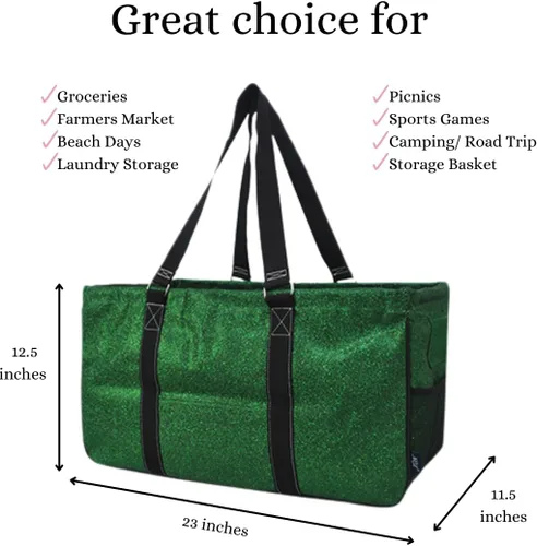 Miniatura 106 de NGIL Bolsa de comestibles reutilizable extra grande plegable de gran tamaño para comestibles, almacenamiento, picnic, playa, Bronco-negro occidental