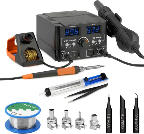 Miniatura 8 de Kit de estación de soldadura digital mejorada de 820W - Estación de retrabajo de aire caliente 2 en 1 con pantalla °F/°C, cambio de aire
