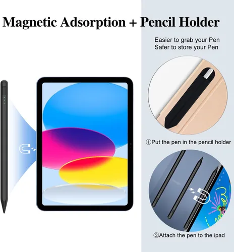 Miniatura 4 de Lápiz táctil para iPad 11 y 10ª generación, carga 14 minutos más rápida, con soporte para lápices, rechazo de palma, sensibilidad a la inclinación