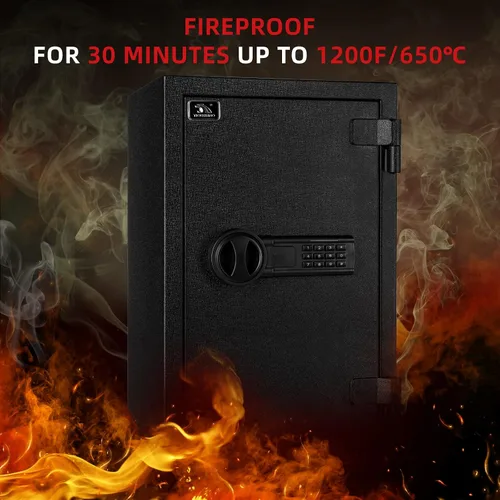 Miniatura 4 de TIGERKING Caja fuerte ignífuga, 1.8 pies cúbicos, caja de seguridad digital grande de acero con teclado de botón de código, resistente para el hogar