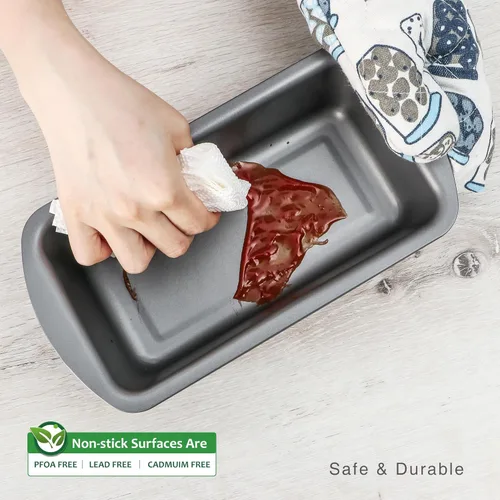 Miniatura 6 de HONGBAKE Paquete de 6 Moldes para Pan de 1 Libra, 8.5 x 4.5 Pulgadas Moldes para Hornear Pan, Molde Antiadherente para Pastel de Carne con Agarres