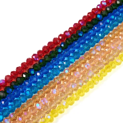 Miniatura 17 de Elecrelive 660 piezas Cuentas de Cristal Briolette de 4mm Cuentas de Vidrio Rondelle Color AB Cuentas de Vidrio Facetadas Sueltas para Bisutería