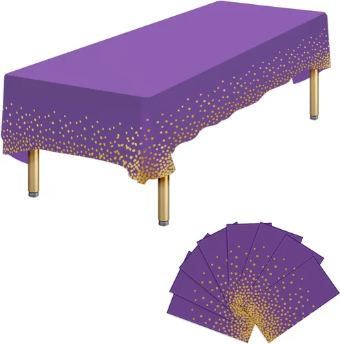 Miniatura 17 de Paquete de 4 manteles de plástico desechables azules y dorados para mesa rectangular, manteles desechables de 54 x 108 pulgadas, manteles