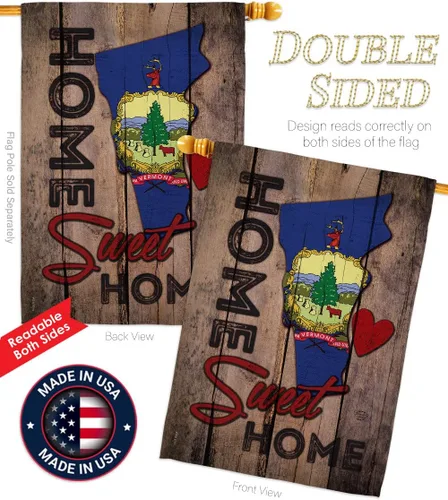 Miniatura 3 de FK191153-BO Vermont Sweet Home Americana States - Juego de banderas decorativas para casa y jardín, con asta de bandera, multicolor
