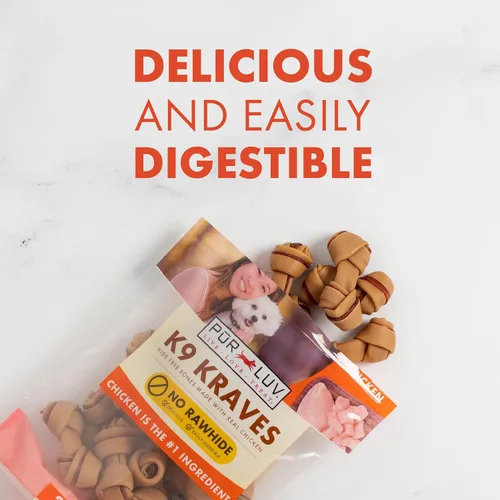 Miniatura 7 de Pur Luv Golosinas para Perros, K9 Kraves Hueso para Perros Sin Cuero Crudo, Sabor a Pollo, Hecho con Pollo Real, 20 Unidades, Saludable, Fácilmente