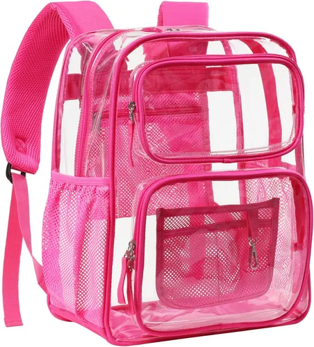 PACKISM Mochila Transparente para la Escuela - 17 pulgadas Mochila Escolar Transparente Grande de Servicio Pesado, Mochila Transparente de PVC