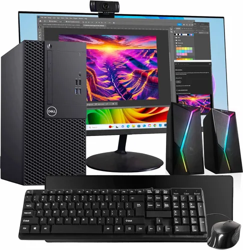 Dell Procesador OptiPlex 3070 Tower Intel i5 de 9ª generación HC, 16 GB DDR4 RAM, SSD de 1 TB, GPU Quadro P620 de 2 GB, altavoces RGB, cámara web,