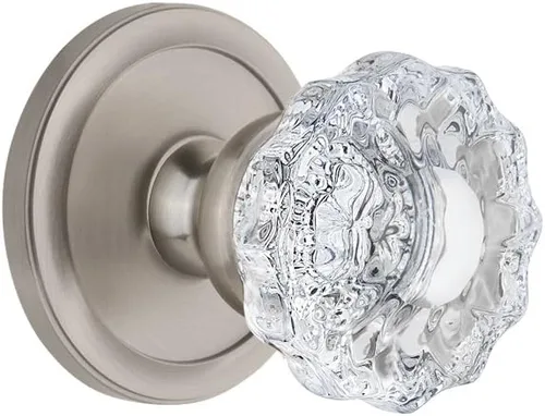 Miniatura 5 de Grandeur 820383 Roseta circular de privacidad con perilla de cristal Versalles en níquel pulido, 2.75
