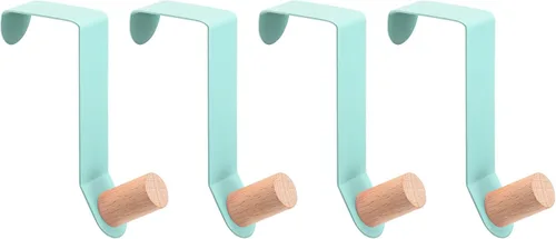 uxcell Ganchos para colgar sobre la puerta, 4 unidades, ganchos individuales para colgar ropa, sombreros, toallas (azul)