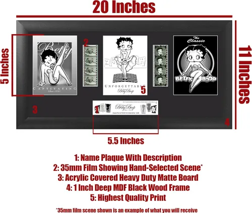 Miniatura 5 de FILMCELLS Betty Boop - Trío enmarcado de 20 x 11 pulgadas, con seis (6) coleccionables de edición limitada de 1.378 in con licencia