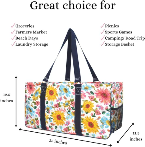 Miniatura 119 de NGIL Bolsa de comestibles reutilizable extra grande plegable de gran tamaño para comestibles, almacenamiento, picnic, playa, Bronco-negro occidental