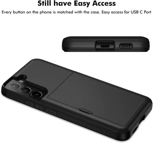 Miniatura 5 de Jiunai Funda para Samsung S22 con tarjetero para 2 tarjetas de identificación de licencia, acceso de crédito, tarjetero deslizante, cubierta