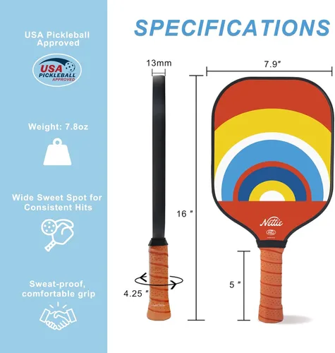 Miniatura 3 de Nettie Juego de palas de pickleball de 1/2/4, aprobadas por USAPA, de fibra de carbono, regalos de cumpleaños, día de San Valentín, para novia, Arco