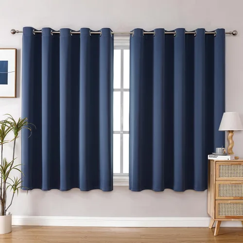 Miniatura 137 de ChrisDowa - Cortinas de cenefa pequeñas para cocina, cortinas cortas con ojales y aislamiento térmico para oscurecer la sala y habitación