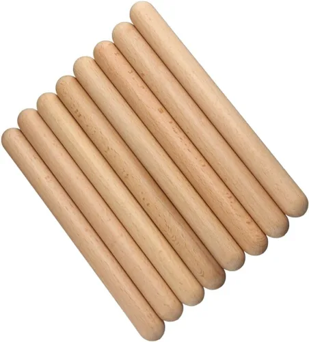 4 pares de instrumentos de percusión musical de clavos de madera clásica, palos de madera natural de 8 pulgadas para estudiantes, músicos