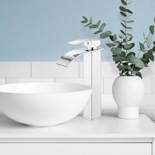 Miniatura 7 de gotonovo - Grifo tipo cascada alto para baño, grifo de baño de una sola manija para lavabo de 1 agujero, grifo de lavabo de acero inoxidable