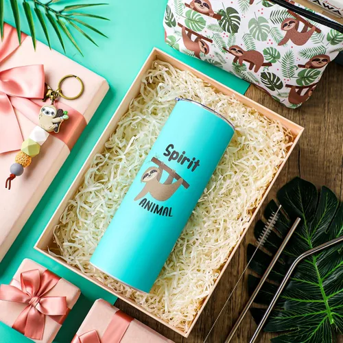 Miniatura 2 de Abbylike 3 piezas de regalos de perezosos para mujeres, bolsa de maquillaje de perezoso, taza de viaje de acero inoxidable de 20 onzas con 1 tapa
