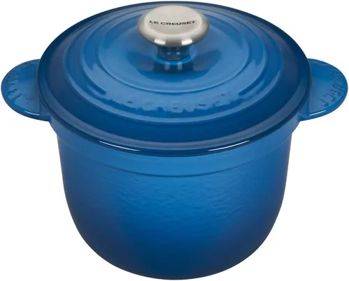 Le Creuset Olla de arroz de hierro fundido esmaltado con tapa y inserto de gres, 2.25 cuartos de galón., Marsella Marseille