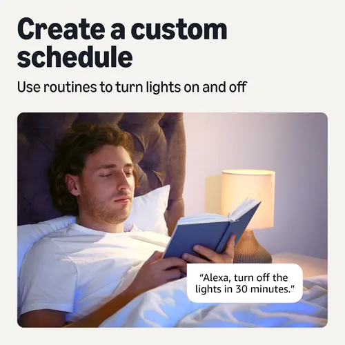 Miniatura 4 de Amazon Basics Bombilla LED de filamento inteligente A19, blanco sintonizable, Wi-Fi de 2.4 GHz, funciona solo con Alexa, paquete de 1