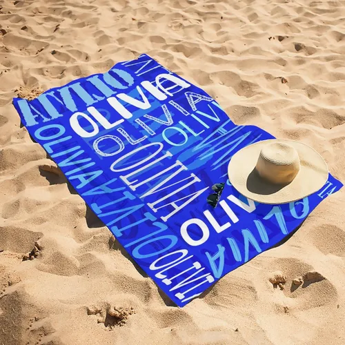 Miniatura 4 de Toallas de playa personalizadas con nombre para niños y adultos, toallas de viaje personalizadas de microfibra para baño y piscina