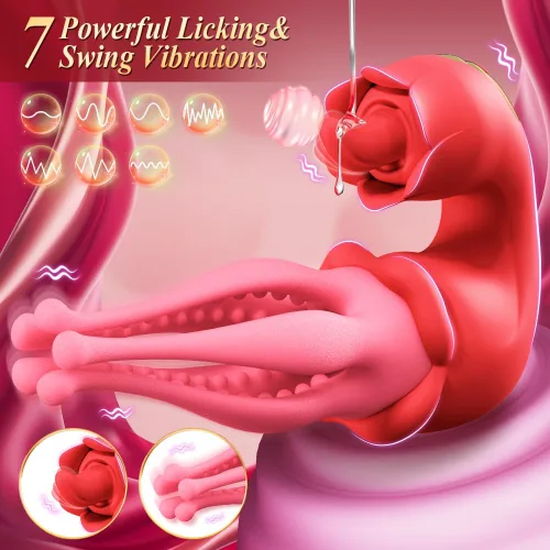 Miniatura 2 de Juguetes sexuales vibrador de punto G consolador lengua juguetes adultos rosa juguete sexual vibrador de 3 en 1 con empuje estimulador de pezón